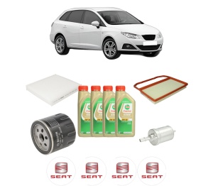 Set Pachet filtre revizie Bosch, 4 litrii ulei Castrol 5W30 SEAT IBIZA IV ST (6J8, 6P8) 1.0 TSI din 2015-2016, 4x Stickere auto cu SEAT - Img 2
