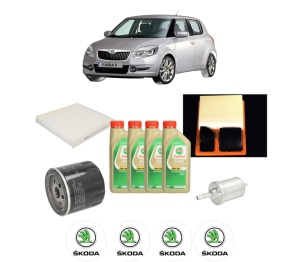 Set Pachet filtre revizie Bosch, 4 litrii ulei Castrol 5W30 SKODA FABIA II (542) 1.4 din 2007-2014, 4x Stickere auto cu SKODA - Img 2