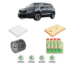 Set Pachet filtre revizie Bosch, 4 litrii ulei Castrol 5W30 SKODA KAROQ (NU7, ND7) 1.4 TSI din 2017, 4x Stickere auto cu SKODA - Img 2