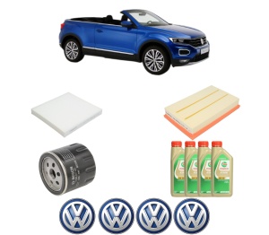 Set Pachet filtre revizie Bosch, 4 litrii ulei Castrol 5W30 Volkswagen T-ROC Convertible (AC7, AC8) 1.0 TSI din 2019, 4x Stickere auto cu Volkswagen - Img 2