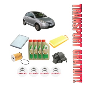 Set Pachet filtre revizie Bosch, 4 litrii ulei Castrol 5W40 CITROEN C3 Pluriel (HB_) 1.4 HDi din 2004, 4x Stickere auto cu CITROEN
