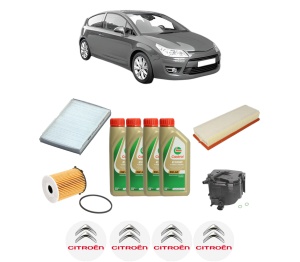 Set Pachet filtre revizie Bosch, 4 litrii ulei Castrol 5W40 CITROEN C4 Coupe (LA_) 1.6 HDi din 2004-2011, 4x Stickere auto cu CITROEN - Img 2