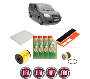 Set Pachet filtre revizie Bosch, 4 litrii ulei Castrol 5W40 FIAT DOBLO MPV (119_, 223_) 1.3 D Multijet din 2005, 4x Stickere auto cu FIAT - Img 2