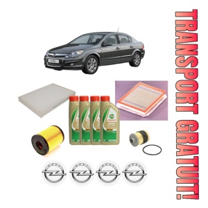 Set Pachet filtre revizie Bosch, 4 litrii ulei Castrol 5W40 OPEL ASTRA H Saloon (A04) 1.3 CDTi (L69) din 2007-2010, 4x Stickere auto cu OPEL