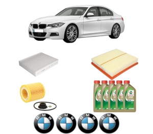Set Pachet filtre revizie Bosch, 5 litrii ulei Castrol 0W20 BMW Seria 3 (F30, F80) 328 i xDrive din 2012-2016, 4x Stickere auto cu BMW - Img 2