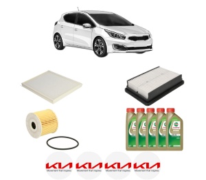 Set Pachet filtre revizie Bosch, 5 litrii ulei Castrol 0W20 KIA CEED (CD) 1.6 CRDi 136 din 2018, 4x Stickere auto cu KIA - Img 2