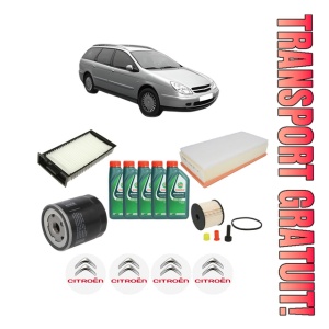 Set Pachet filtre revizie Bosch, 5 litrii ulei Castrol 10W40 CITROEN C5 I Break (DE_) 2.2 HDi (DE4HXB, DE4HXE) din 2001-2004, 4x Stickere auto cu CITROEN