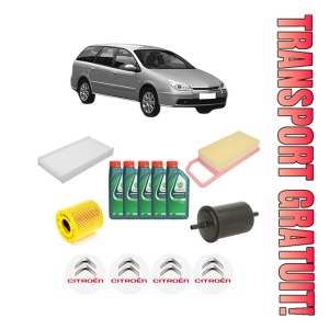 Set Pachet filtre revizie Bosch, 5 litrii ulei Castrol 10W40 CITROEN C5 II Break (RE_) 1.8 16V (RE6FYB) din 2005-2008, 4x Stickere auto cu CITROEN
