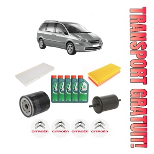 Set Pachet filtre revizie Bosch, 5 litrii ulei Castrol 10W40 CITROEN C8 (EA_, EB_) 2.2 din 2002, 4x Stickere auto cu CITROEN