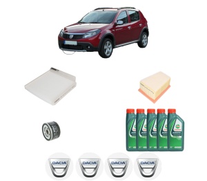Set Pachet filtre revizie Bosch, 5 litrii ulei Castrol 10W40 DACIA SANDERO 1.6 16V din 2011, 4x Stickere auto cu DACIA - Img 2