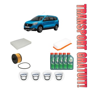 Set Pachet filtre revizie Bosch, 5 litrii ulei Castrol 10W40 DACIA LODGY (JS_) 1.2 TCe (JSAY, JSM0) din 2012, 4x Stickere auto cu DACIA