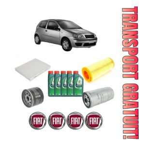 Set Pachet filtre revizie Bosch, 5 litrii ulei Castrol 10W40 FIAT PUNTO (188_) 1.9 JTD din 2001-2012, 4x Stickere auto cu FIAT