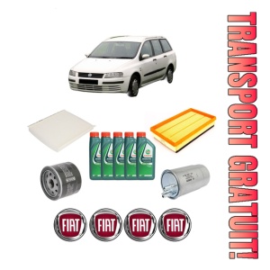 Set Pachet filtre revizie Bosch, 5 litrii ulei Castrol 10W40 FIAT STILO Multi Wagon (192_) 1.9 D Multijet (192DXT1B) din 2005-2008, 4x Stickere auto cu FIAT