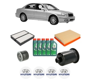 Set Pachet filtre revizie Bosch, 5 litrii ulei Castrol 10W40 HYUNDAI SONATA IV (EF) 2.0 16V din 2001-2004, 4x Stickere auto cu HYUNDAI - Img 2