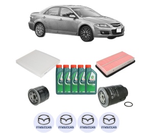 Set Pachet filtre revizie Bosch, 5 litrii ulei Castrol 10W40 MAZDA 6 Hatchback (GG) 2.0 DI (GG14) din 2002-2007, 4x Stickere auto cu MAZDA - Img 2