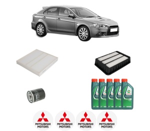 Set Pachet filtre revizie Bosch, 5 litrii ulei Castrol 10W40 MITSUBISHI LANCER VIII Sportback (CX_A) 1.5 din 2008, 4x Stickere auto cu MITSUBISHI - Img 2