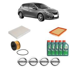 Set Pachet filtre revizie Bosch, 5 litrii ulei Castrol 10W40 NISSAN PULSAR Hatchback (C13) 1.2 DIG-T din 2014, 4x Stickere auto cu NISSAN - Img 2