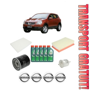 Set Pachet filtre revizie Bosch, 5 litrii ulei Castrol 10W40 NISSAN QASHQAI I (J10, NJ10) 1.6 din 2007-2013, 4x Stickere auto cu NISSAN