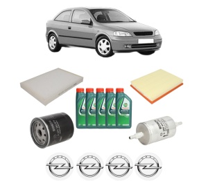 Set Pachet filtre revizie Bosch, 5 litrii ulei Castrol 10W40 OPEL ASTRA G Hatchback (T98) 2.0 OPC (F08, F48) din 2002-2005, 4x Stickere auto cu OPEL - Img 2