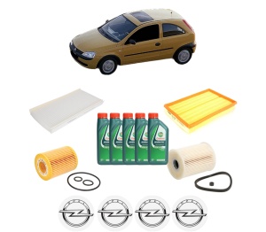Set Pachet filtre revizie Bosch, 5 litrii ulei Castrol 10W40 OPEL CORSA C (X01) 1.7 DI (F08, F68) din 2000-2009, 4x Stickere auto cu OPEL - Img 2