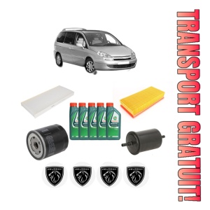 Set Pachet filtre revizie Bosch, 5 litrii ulei Castrol 10W40 PEUGEOT 807 (EB_) 2.2 din 2002, 4x Stickere auto cu PEUGEOT