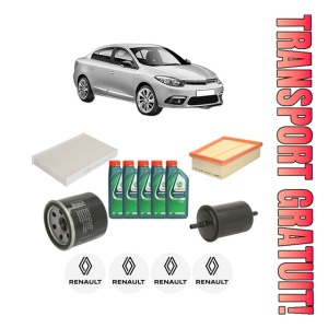 Set Pachet filtre revizie Bosch, 5 litrii ulei Castrol 10W40 RENAULT FLUENCE (L3_) 1.6 (L33T, L33J, L304, L305, L30H) din 2013, 4x Stickere auto cu RENAULT