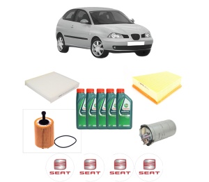 Set Pachet filtre revizie Bosch, 5 litrii ulei Castrol 10W40 SEAT IBIZA III (6L1) 1.9 SDI din 2002-2005, 4x Stickere auto cu SEAT - Img 2
