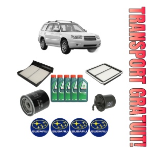 Set Pachet filtre revizie Bosch, 5 litrii ulei Castrol 10W40 SUBARU FORESTER (SH_) 2.5 AWD (SH9) din 2009-2013, 4x Stickere auto cu SUBARU