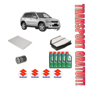 Set Pachet filtre revizie Bosch, 5 litrii ulei Castrol 10W40 SUZUKI GRAND VITARA II (JT, TE, TD) 2.4 All-wheel Drive (JB424) din 2009, 4x Stickere auto cu SUZUKI