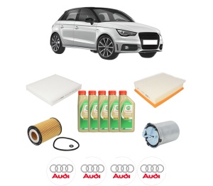 Set Pachet filtre revizie Bosch, 5 litrii ulei Castrol 5W30 AUDI A1 Sportback (8XA, 8XF) 1.6 TDI din 2014-2018, 4x Stickere auto cu AUDI - Img 2