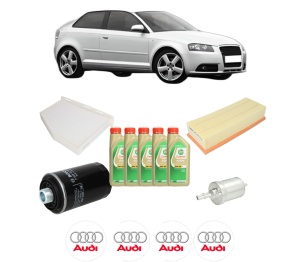 Set Pachet filtre revizie Bosch, 5 litrii ulei Castrol 5W30 AUDI A3 (8P1) 1.8 TFSI quattro din 2008-2012, 4x Stickere auto cu AUDI - Img 2