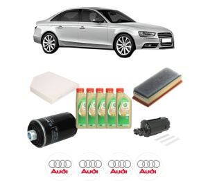 Set Pachet filtre revizie Bosch, 5 litrii ulei Castrol 5W30 AUDI A4 B8 (8K2) 2.0 TFSI din 2008-2013, 4x Stickere auto cu AUDI - Img 2