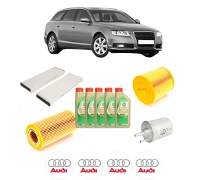 Set Pachet filtre revizie Bosch, 5 litrii ulei Castrol 5W30 AUDI A6 C6 Avant (4F5) 2.0 TFSI din 2005-2011, 4x Stickere auto cu AUDI - Img 2