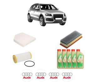Set Pachet filtre revizie Bosch, 5 litrii ulei Castrol 5W30 AUDI Q5 (8RB) 2.0 TFSI quattro din 2012-2016, 4x Stickere auto cu AUDI - Img 2