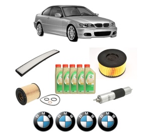 Set Pachet filtre revizie Bosch, 5 litrii ulei Castrol 5W30 BMW Seria 3 Coupe (E46) 318 Ci din 2001-2004, 4x Stickere auto cu BMW - Img 2