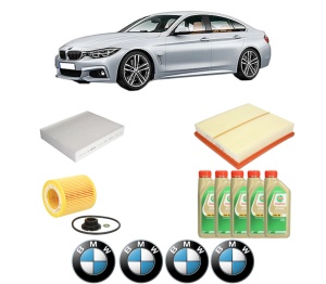 Set Pachet filtre revizie Bosch, 5 litrii ulei Castrol 5W30 BMW Seria 4 Gran Coupe (F36) 428 i xDrive din 2014-2016, 4x Stickere auto cu BMW - Img 2