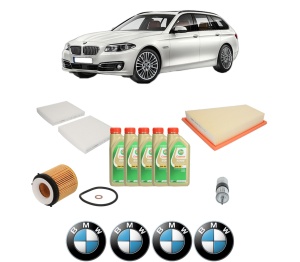 Set Pachet filtre revizie Bosch, 5 litrii ulei Castrol 5W30 BMW Seria 5 Touring (F11) 528 i xDrive din 2011-2017, 4x Stickere auto cu BMW - Img 2