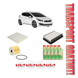 Set Pachet filtre revizie Bosch, 5 litrii ulei Castrol 5W30 KIA CEED (CD) 1.6 CRDi 136 din 2018, 4x Stickere auto cu KIA
