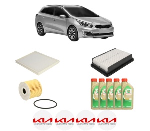 Set Pachet filtre revizie Bosch, 5 litrii ulei Castrol 5W30 KIA CEED Combi Van (CD) CRDI 136 din 2018, 4x Stickere auto cu KIA - Img 2