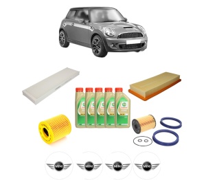 Set Pachet filtre revizie Bosch, 5 litrii ulei Castrol 5W30 MINI MINI (R56) Cooper S din 2006-2010, 4x Stickere auto cu MINI - Img 2