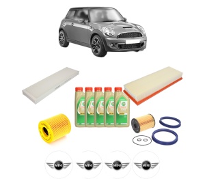 Set Pachet filtre revizie Bosch, 5 litrii ulei Castrol 5W30 MINI MINI (R56) Cooper din 2009-2013, 4x Stickere auto cu MINI - Img 2