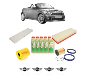 Set Pachet filtre revizie Bosch, 5 litrii ulei Castrol 5W30 MINI MINI Roadster (R59) Cooper din 2011-2015, 4x Stickere auto cu MINI - Img 2