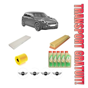 Set Pachet filtre revizie Bosch, 5 litrii ulei Castrol 5W30 MINI MINI CLUBMAN (R55) One din 2009-2010, 4x Stickere auto cu MINI