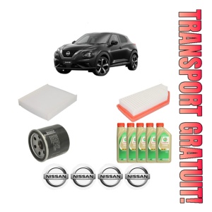 Set Pachet filtre revizie Bosch, 5 litrii ulei Castrol 5W30 NISSAN JUKE (F16_) 1.6 Hybrid din 2019, 4x Stickere auto cu NISSAN