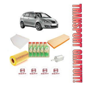 Set Pachet filtre revizie Bosch, 5 litrii ulei Castrol 5W30 SEAT ALTEA XL (5P5, 5P8) 2.0 TFSI 4x4 din 2007-2009, 4x Stickere auto cu SEAT