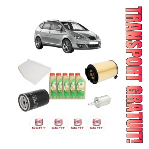 Set Pachet filtre revizie Bosch, 5 litrii ulei Castrol 5W30 SEAT ALTEA XL (5P5, 5P8) 1.6 LPG din 2009-2013, 4x Stickere auto cu SEAT
