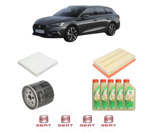 Set Pachet filtre revizie Bosch, 5 litrii ulei Castrol 5W30 SEAT LEON Sportstourer (KL8, KLD) 1.5 TSI din 2020, 4x Stickere auto cu SEAT - Img 2