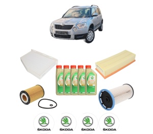 Set Pachet filtre revizie Bosch, 5 litrii ulei Castrol 5W30 SKODA YETI (5L) 2.0 TDI 4x4 din 2015-2017, 4x Stickere auto cu SKODA - Img 2