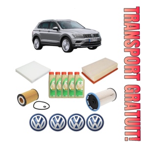 Set Pachet filtre revizie Bosch, 5 litrii ulei Castrol 5W30 Volkswagen TIGUAN SUV Van (AD1) TDI BlueMotion 4motion din 2016-2020, 4x Stickere auto cu Volkswagen - Img 1