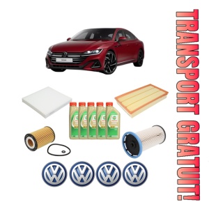 Set Pachet filtre revizie Bosch, 5 litrii ulei Castrol 5W30 Volkswagen ARTEON (3H7, 3H8) 2.0 TDI 4motion din 2017-2020, 4x Stickere auto cu Volkswagen - Img 1